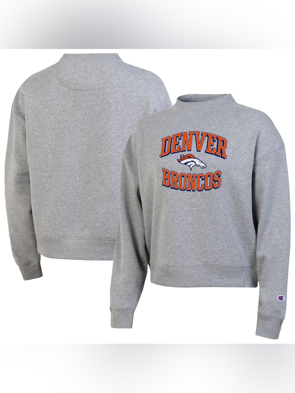 Champion Denver Broncos Crewneck Sweatshirt Small NWT NFL Gray Pullover New